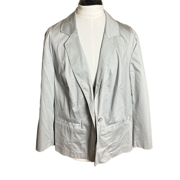Lane Bryant Blazer Silver Gray Size 26 Lightweight Stretchy Year Round Wear NWT - Picture 2 of 8
